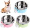 Crate Dog Bowl; Removable Stainless Steel Hanging Pet Cage Bowl Food & Water Feeder Coop Cup for Cat; Puppy; Birds; Rats; Guinea Pigs - pink