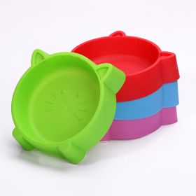 Non-slip healthy cat face bowl cartoon small pet bowl cat bowl dog bowl - green