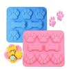 Silicone Puppy Treat Molds Puppy Dog Paw and Bone Baking Molds for Chocolate Candy Jelly Biscuit - Light Blue