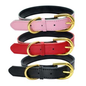 Genuine Leather Dog Collar; Wide Dog Collar; Soft Padded Breathable Adjustable Tactical Waterproof Pet Collar - Powder - L 51*2.5cm