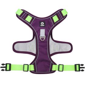 dog Harnesses; Cross border New Pet Towing Rope Vest Large Dog Chest Strap Reflective Explosion proof Flushing Dog Towing Rope - purple - S