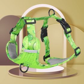 dog Harnesses; New style dog chest strap vest type big dog chest strap explosion-proof flush walking dog rope reflective pet traction rope - green - L