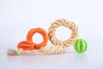 Pet 4 Pcs Toys Kit Durable Rope Rubber Ball Fetch Tug Chew Dog Pet Toy Set - Orange - Cotton Rope, Rubber, Polyester