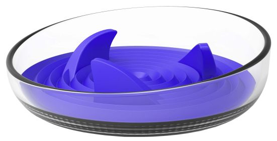 Pet Life 'Cirlicue' Shark Fin Shaped Modern Slow Feeding Pet Bowl - Blue