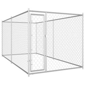 Outdoor Dog Kennel 150.4"x75.6"x72.8" - Silver