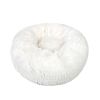 Small Large Pet Dog Puppy Cat Calming Bed Cozy Warm Plush Sleeping Mat Kennel, Round - 16in - White