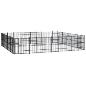 Outdoor Dog Kennel Steel 892.8 ftÂ² - Black