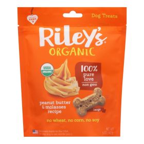 Riley's Organics Organic Dog Treats, Peanut Butter & Molasses Recipe, Large - Case of 6 - 5 OZ - 2311264