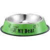 Stainless steel dog bowl; color anti-skid dog bowl; cat bowl - 16cm - Green Cartoon