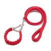 Eight-strand nylon braided dog collar leash dog chain impact blasting chain pet leash - Red - L