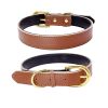 Genuine Leather Dog Collar; Wide Dog Collar; Soft Padded Breathable Adjustable Tactical Waterproof Pet Collar - Brown - XS 30*1.5cm