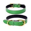 Genuine Leather Dog Collar; Wide Dog Collar; Soft Padded Breathable Adjustable Tactical Waterproof Pet Collar - green - S 37*1.5cm