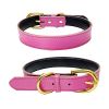 Genuine Leather Dog Collar; Wide Dog Collar; Soft Padded Breathable Adjustable Tactical Waterproof Pet Collar - Rose red - M 42*2.0cm