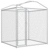 Outdoor Dog Kennel with Canopy Top 78.7"x78.7"x88.6" - Silver