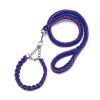 Eight-strand nylon braided dog collar leash dog chain impact blasting chain pet leash - blue and purple - S