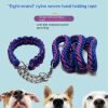 Eight-strand nylon braided dog collar leash dog chain impact blasting chain pet leash - Black - XL