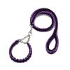 Eight-strand nylon braided dog collar leash dog chain impact blasting chain pet leash - Black - XL