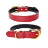 Genuine Leather Dog Collar; Wide Dog Collar; Soft Padded Breathable Adjustable Tactical Waterproof Pet Collar - Powder - L 51*2.5cm