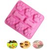 Silicone Puppy Treat Molds Puppy Dog Paw and Bone Baking Molds for Chocolate Candy Jelly Biscuit - Pink