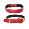 Genuine Leather Dog Collar; Wide Dog Collar; Soft Padded Breathable Adjustable Tactical Waterproof Pet Collar - Powder - XS 30*1.5cm