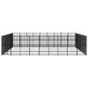 Outdoor Dog Kennel Steel 803.5 ftÂ² - Black